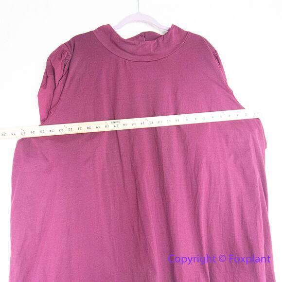 New!  Eloquii Maroon Dress puff sleeve flounce hem size 28 - Picture 7 of 12